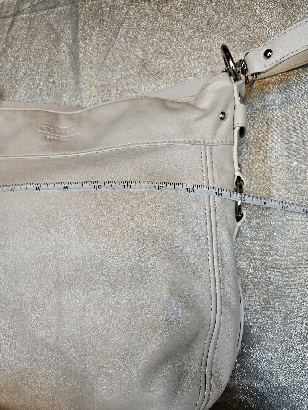 Coach Zoe Ivory Leather Hobo Shoulder Bag - Picture 11 of 16